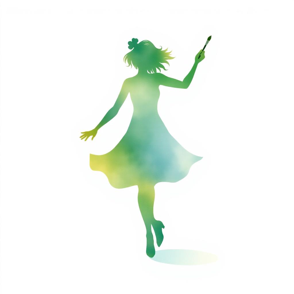 Watercolor silhouette of a dancer with a paintbrush